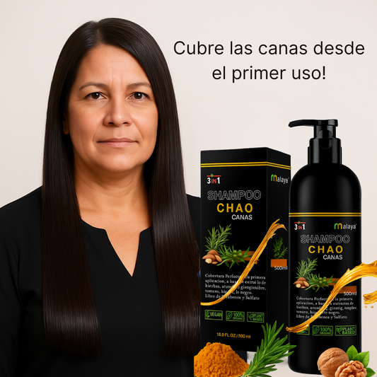 🌿 Brillo Natural 3 en 1 – Champú Cubre Canas